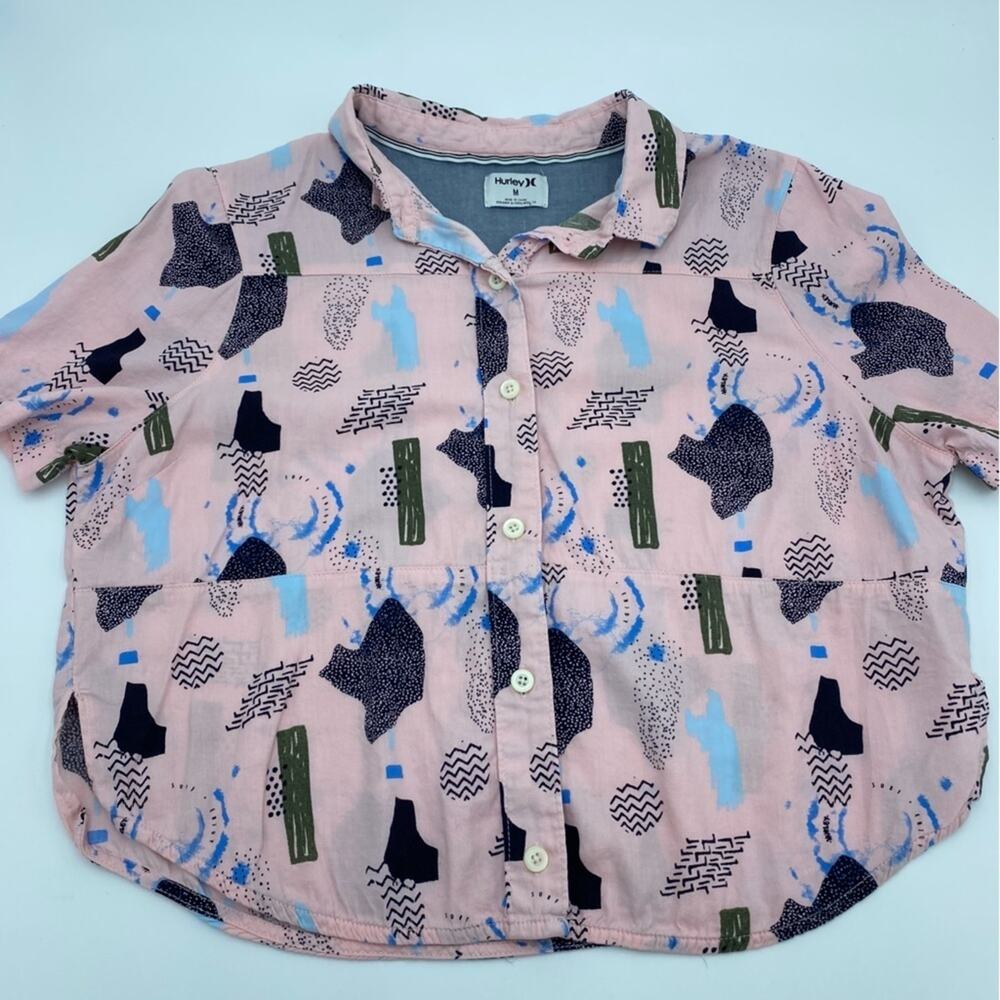 Hurley Woman’s Top Medium 80’s Print Pink Cropped